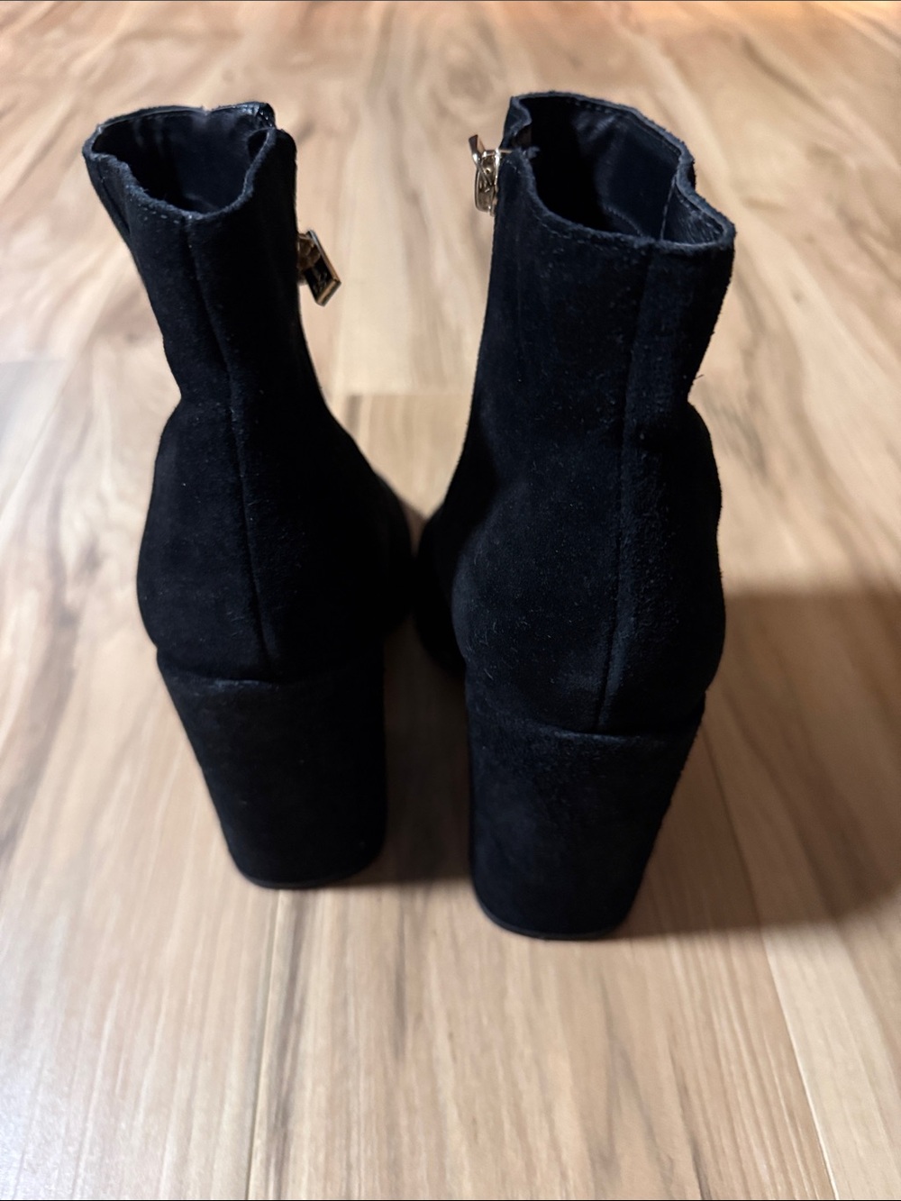 Jessica Simpson Black Suede Block Heel Ankle Booties - Picture 8 of 9